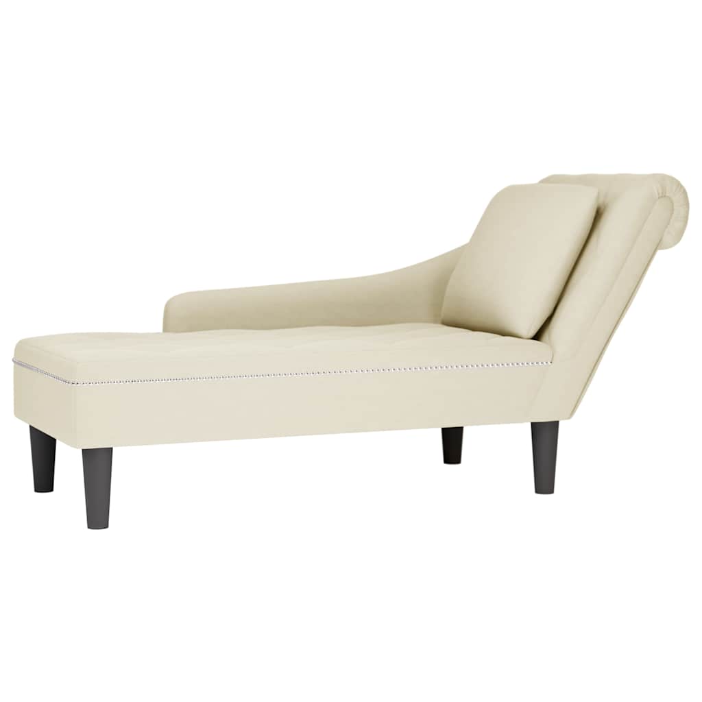 vidaXL Chaiselongue mit Kissen und Rechter Armlehne Creme Samt