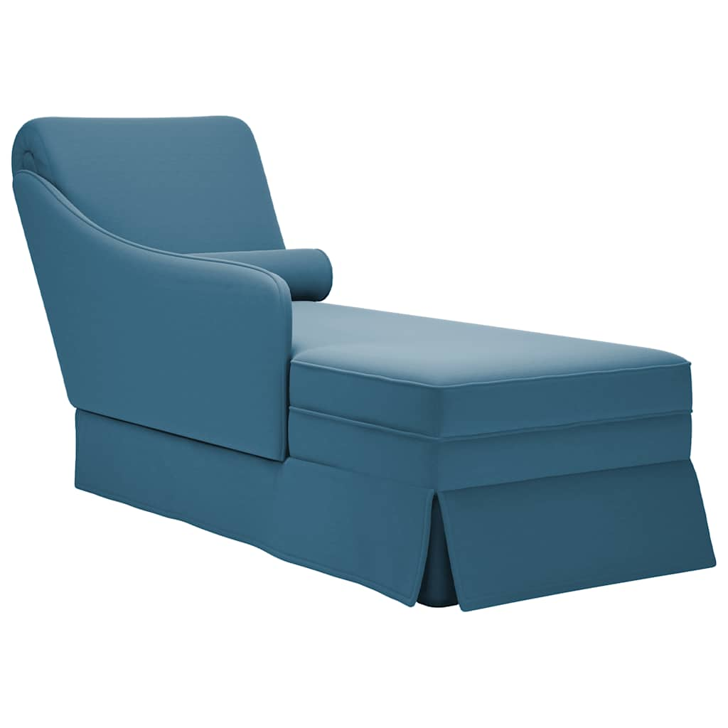 vidaXL Chaiselongue mit Nackenrolle und Rechter Armlehne Blau Samt