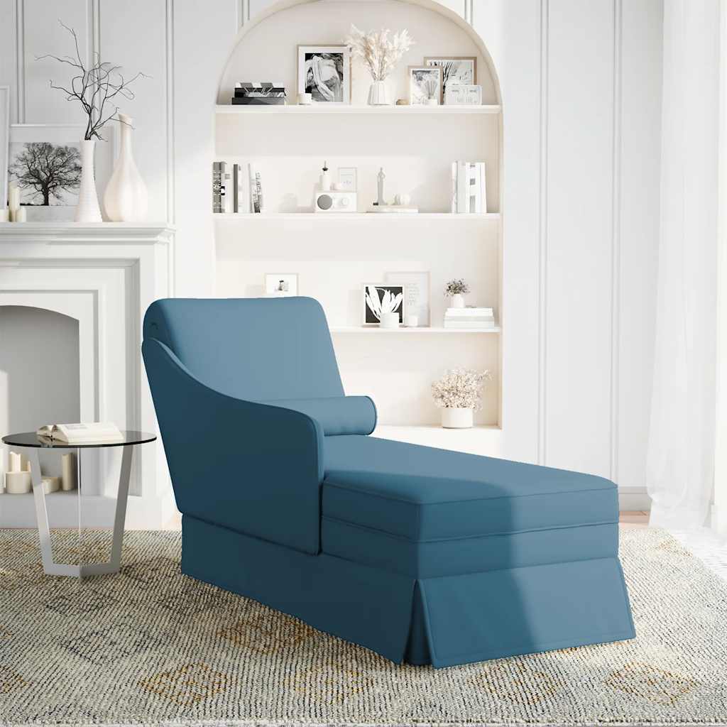 vidaXL Chaise longue met bolster en rechterarmleuning fluweel blauw