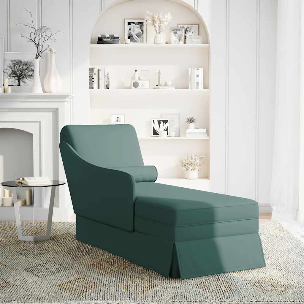 vidaXL Chaise longue met bolster&rechterarmleuning fluweel donkergroen