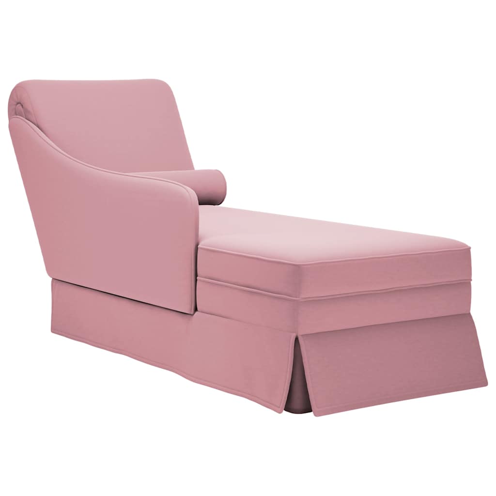 vidaXL Chaiselongue mit Nackenrolle und Rechter Armlehne Rosa Samt