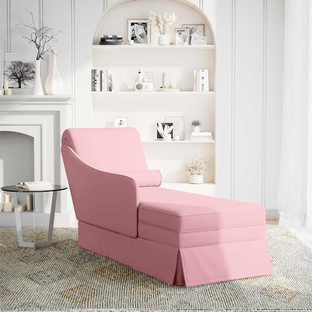 vidaXL Chaise longue met bolster en rechterarmleuning fluweel roze