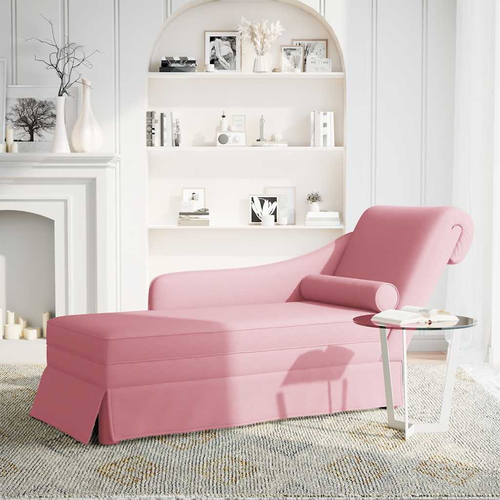 vidaXL Chaise longue met bolster en rechterarmleuning fluweel roze afbeelding