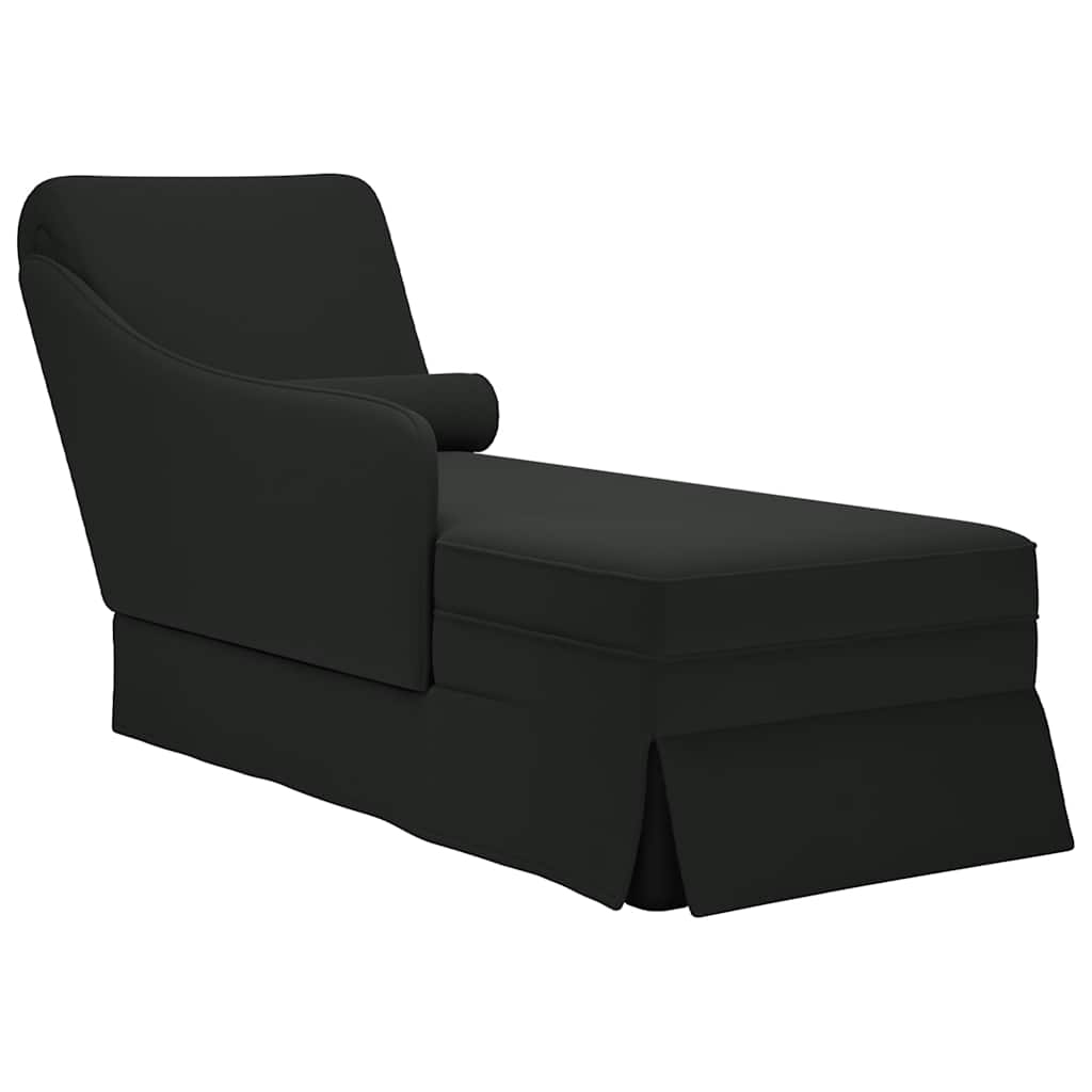 vidaXL Chaiselongue mit Nackenrolle und Rechter Armlehne Schwarz Samt