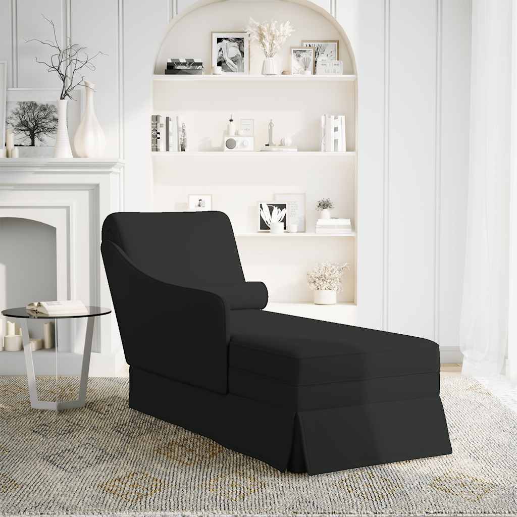 vidaXL Chaise longue met bolster en rechterarmleuning fluweel zwart