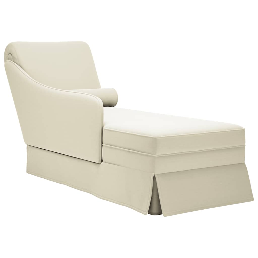 vidaXL Chaiselongue mit Nackenrolle und Rechter Armlehne Creme Samt