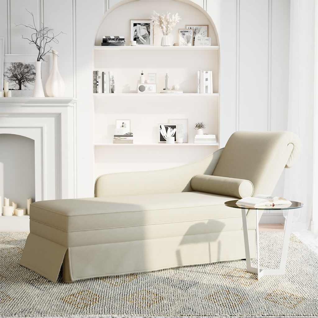 vidaXL Chaise longue met bolster en rechterarmleuning fluweel crème afbeelding