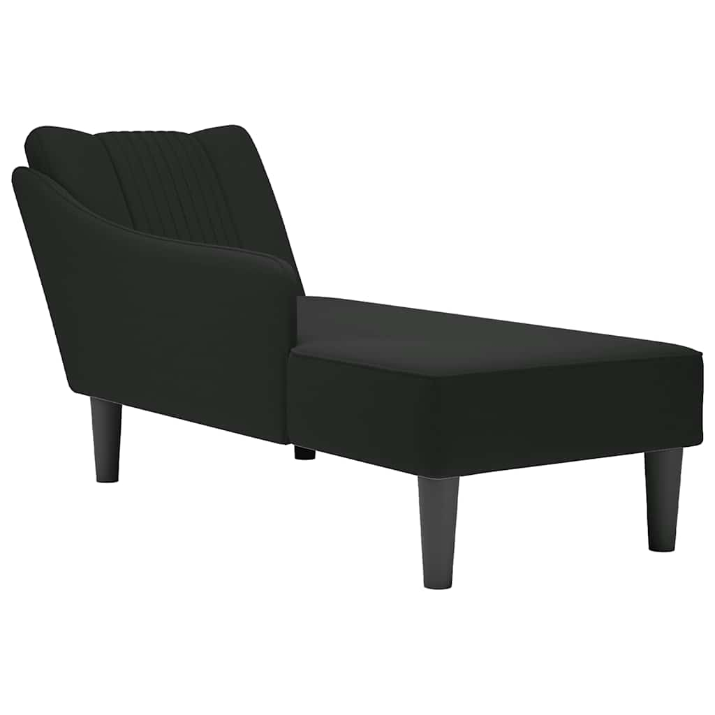 Chaiselongue mit Rechter Armlehne Schwarz Samt