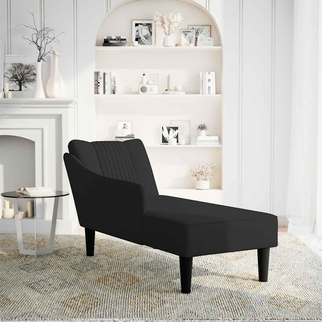 vidaXL Chaise longue met rechterarmleuning fluweel zwart