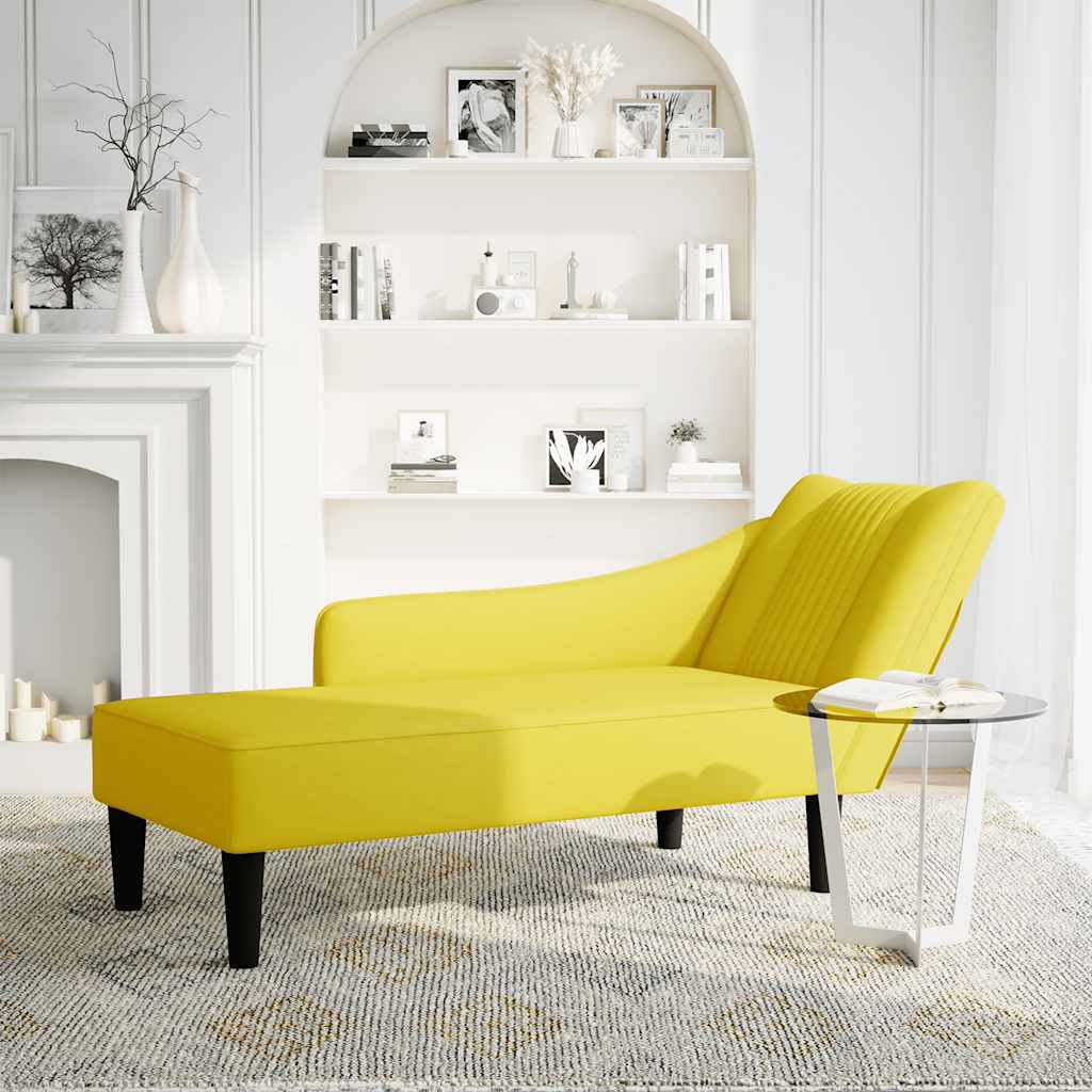 vidaXL Chaise longue met rechterarmleuning fluweel geel afbeelding