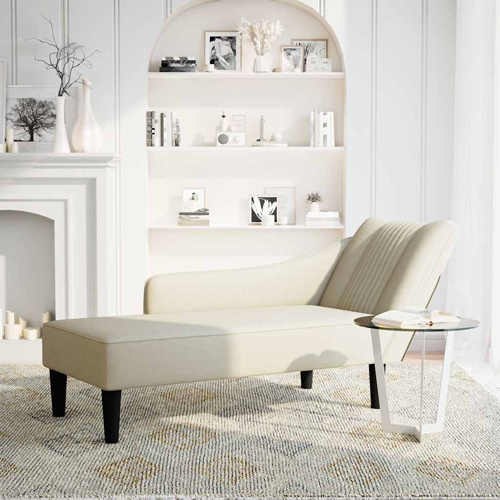 vidaXL Chaise longue met rechterarmleuning fluweel crèmekleurig
