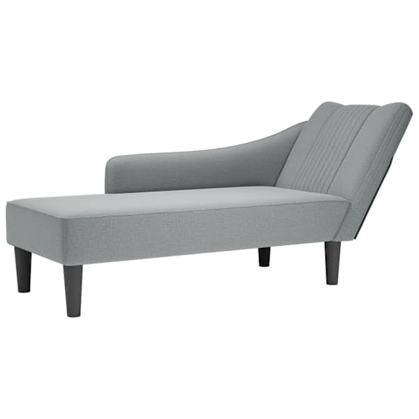 vidaXL Chaise Lounge parema k&auml;etoega helehalli kangaga