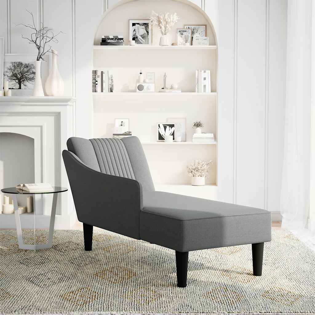 vidaXL Chaise longue met rechterarmleuning stof donkergrijs