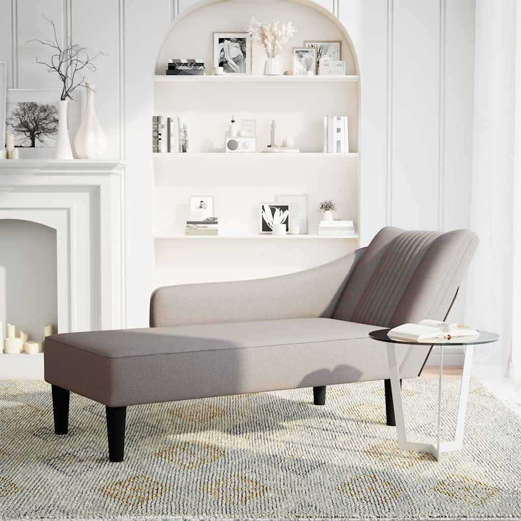 vidaXL Chaise longue met rechterarmleuning stof taupe afbeelding