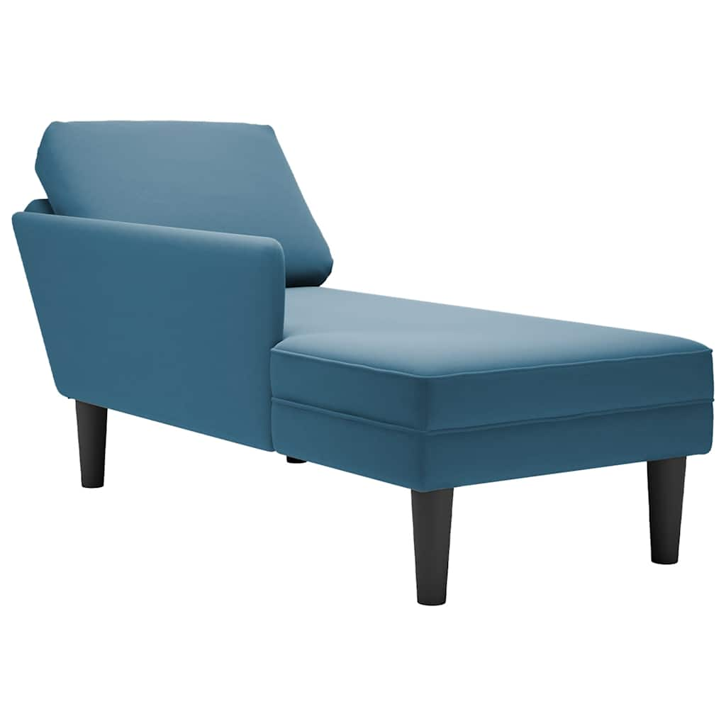 vidaXL Chaiselongue mit Kissen und Rechter Armlehne Blau Samt