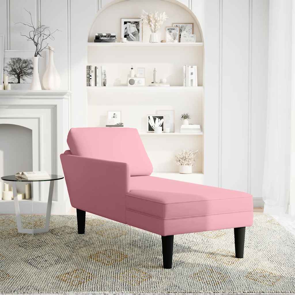 vidaXL Chaise longue met kussen en rechterarmleuning fluweel roze