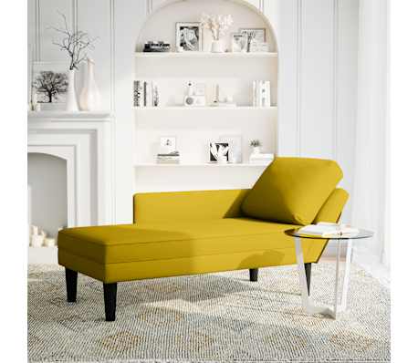 vidaXL Legubekkur me&eth; Kodda og H&aelig;gri Armp&uacute;&eth;a Gul Flauel