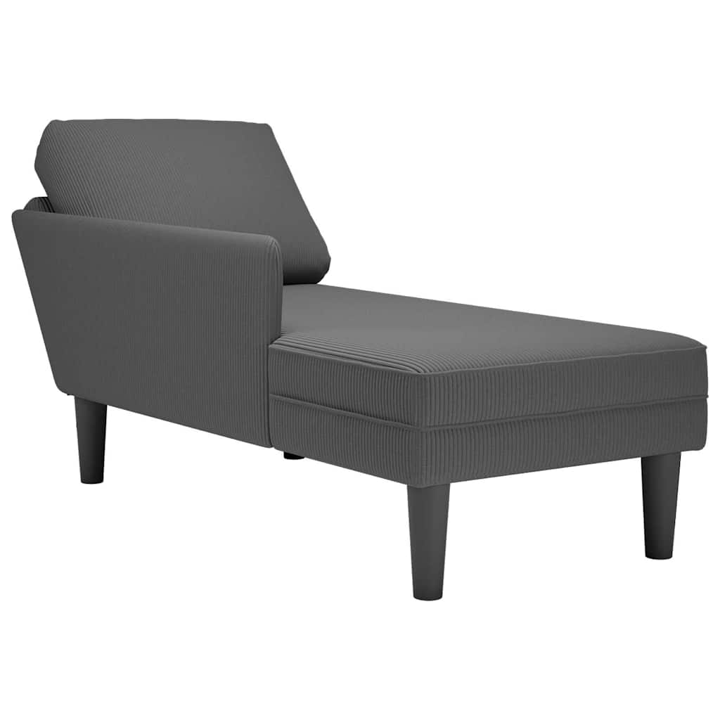 vidaXL Chaiselongue mit Kissen Dunkelgrau Cordstoff