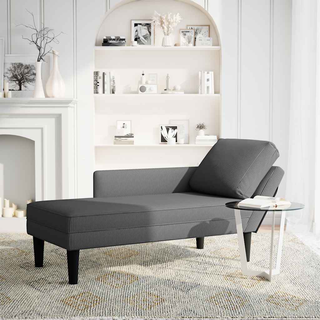 Thumbnail - vidaXL Chaiselongue mit Kissen Dunkelgrau Cordstoff