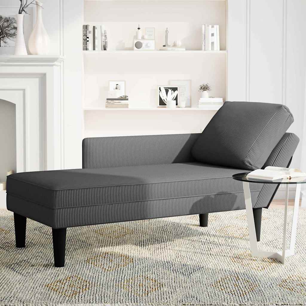 Thumbnail - vidaXL Chaiselongue mit Kissen Dunkelgrau Cordstoff
