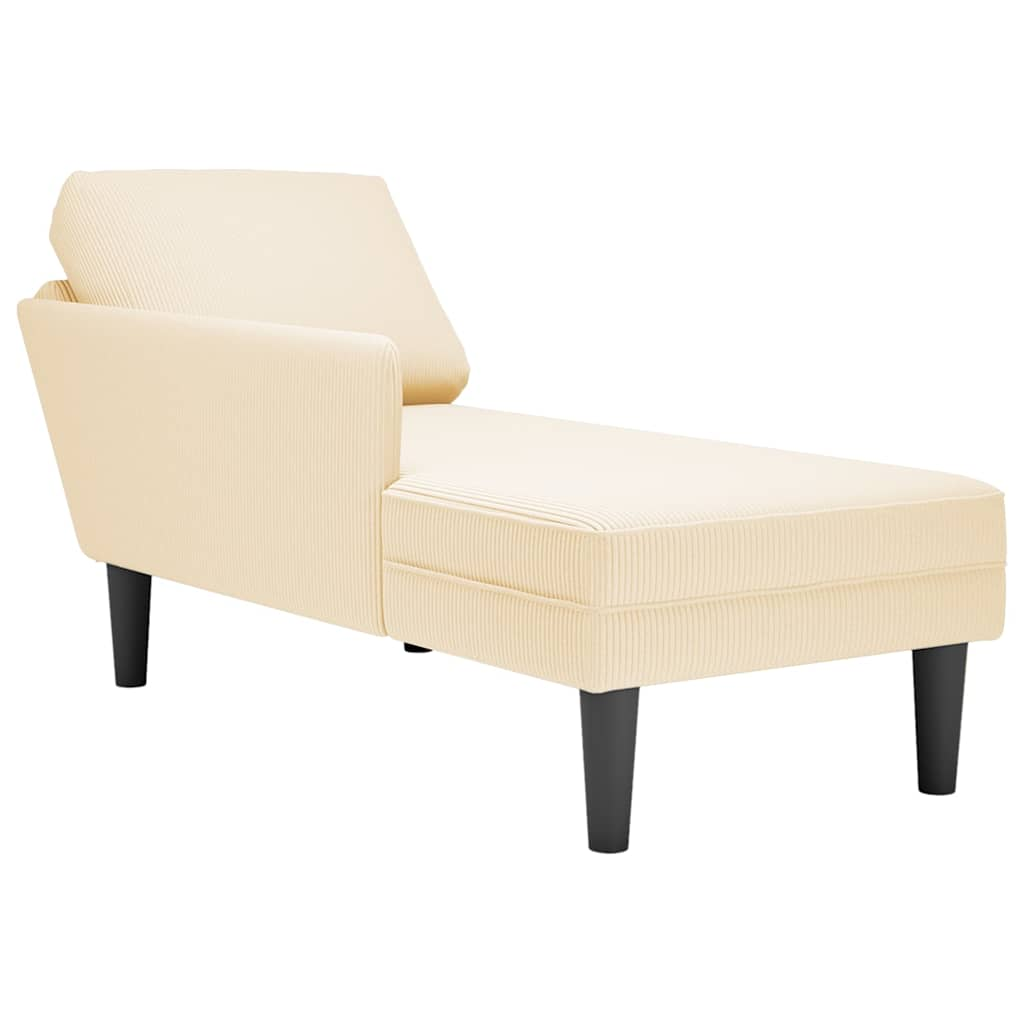 vidaXL Chaiselongue mit Kissen Creme Cordstoff