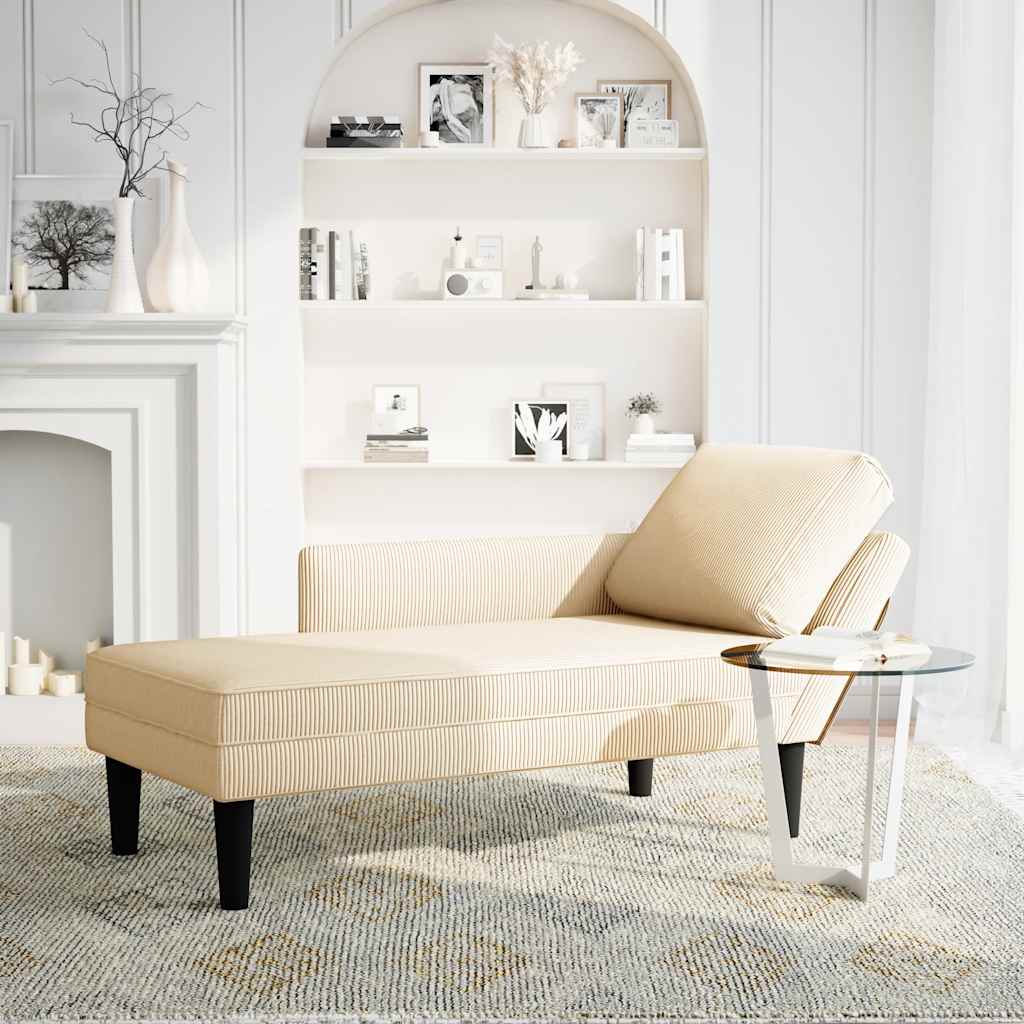 Thumbnail - vidaXL Chaiselongue mit Kissen Creme Cordstoff