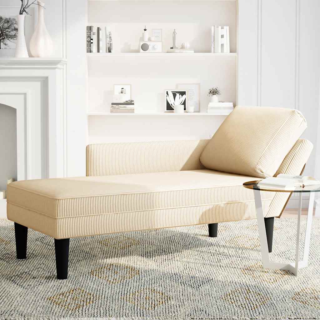 Thumbnail - vidaXL Chaiselongue mit Kissen Creme Cordstoff