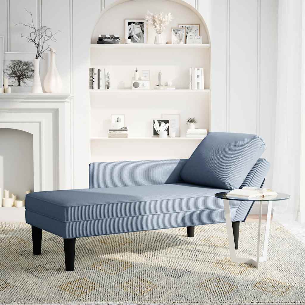 Thumbnail - vidaXL Chaiselongue mit Kissen Blau Cordstoff