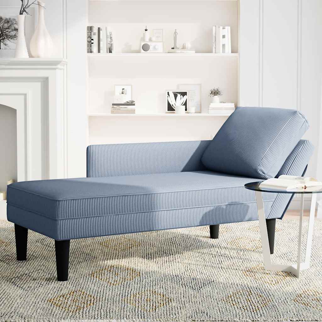 Thumbnail - vidaXL Chaiselongue mit Kissen Blau Cordstoff
