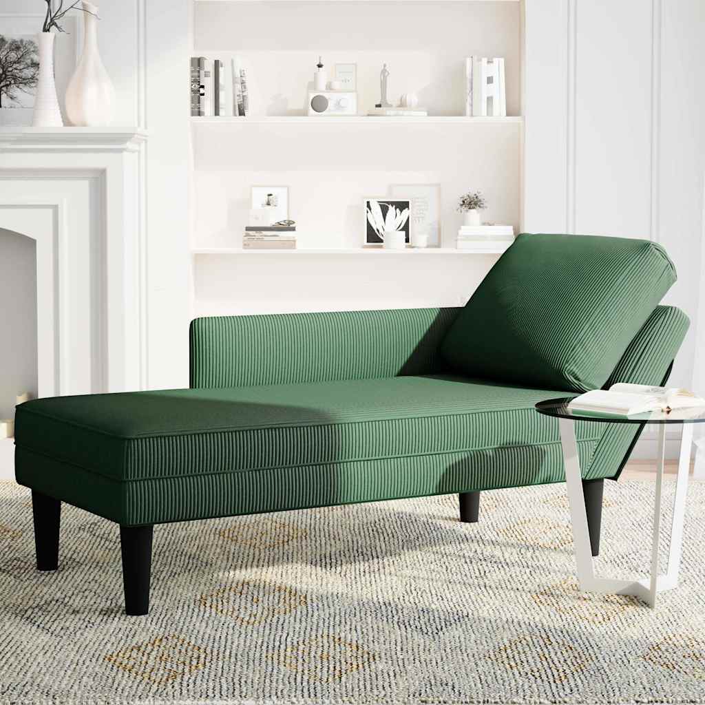 Thumbnail - vidaXL Chaiselongue mit Kissen Dunkelgrün Cordstoff