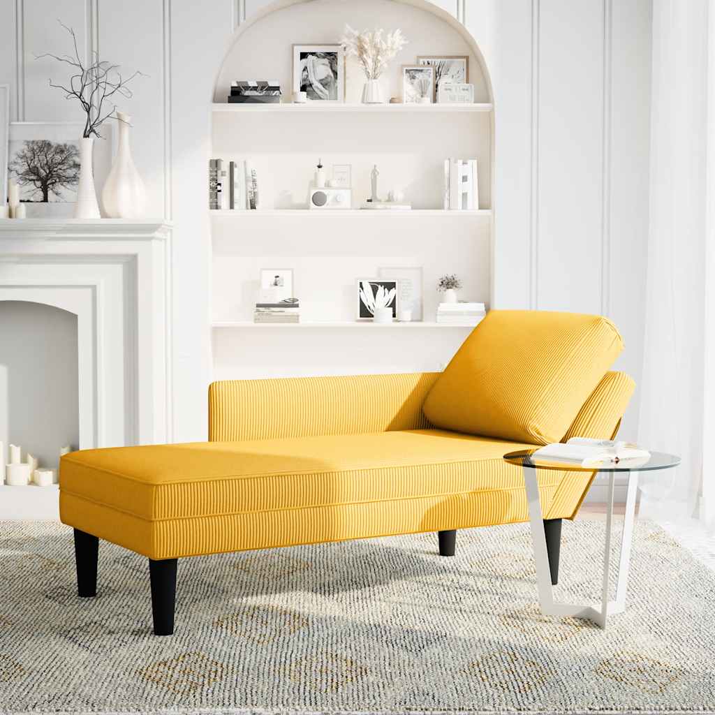 Thumbnail - vidaXL Chaiselongue mit Kissen Hellgelb Cordstoff