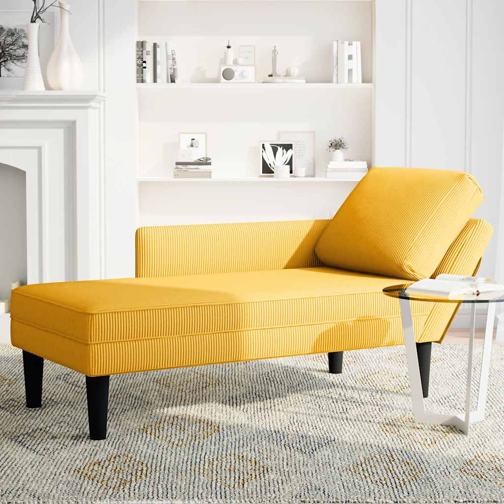 Thumbnail - vidaXL Chaiselongue mit Kissen Hellgelb Cordstoff