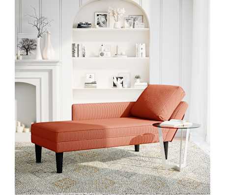 vidaXL Chaise longue met kussen corduroy stof rood oranje
