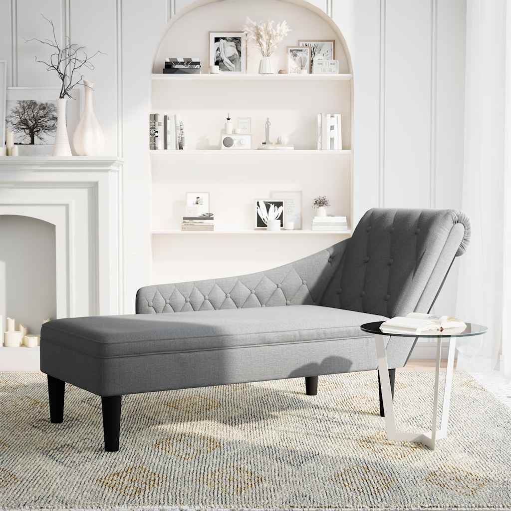 vidaXL Chaise longue met kussen en rechterarmleuning stof lichtgrijs afbeelding