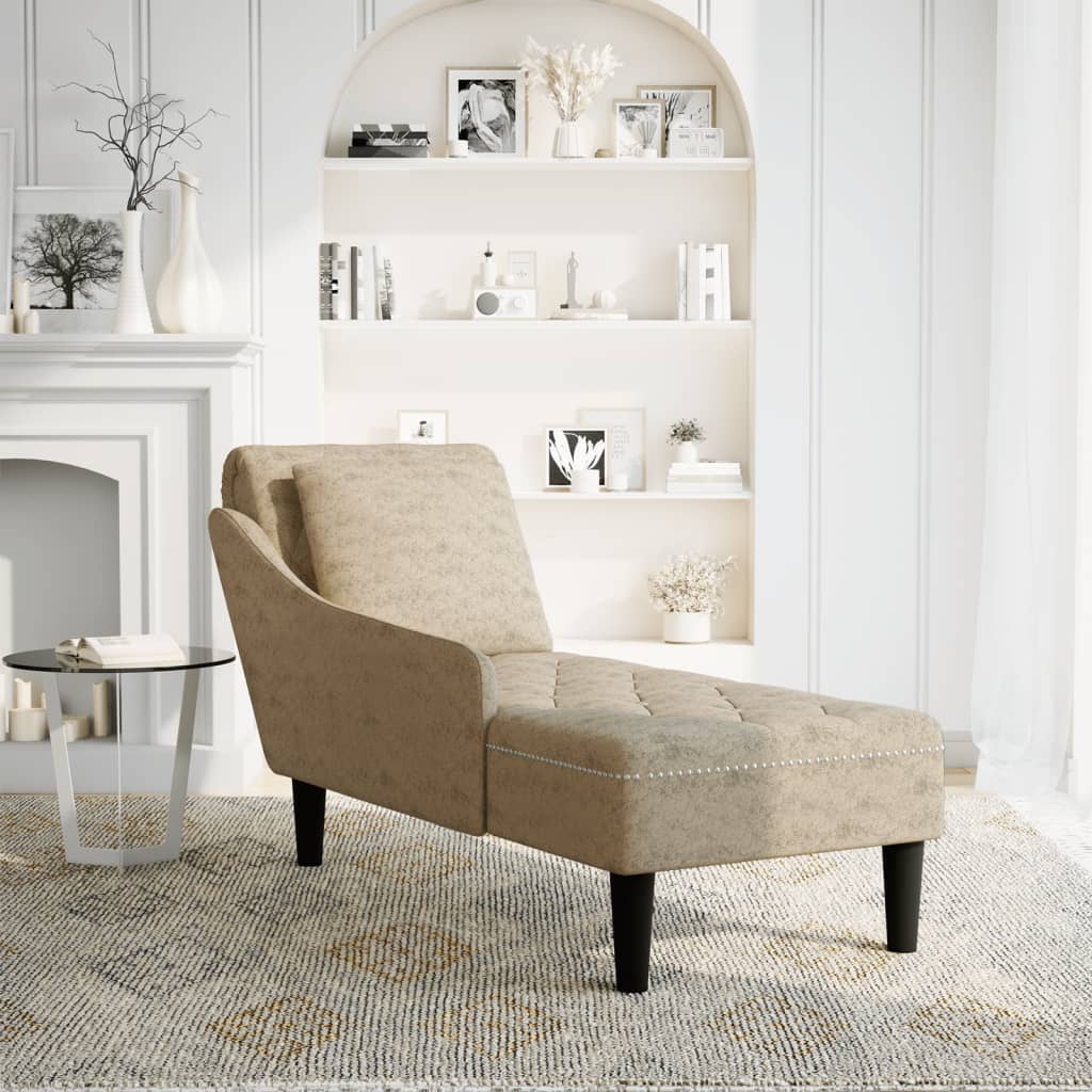 vidaXL Chaise longue met kussen&rechterarmleuning kunstleer lichtgrijs