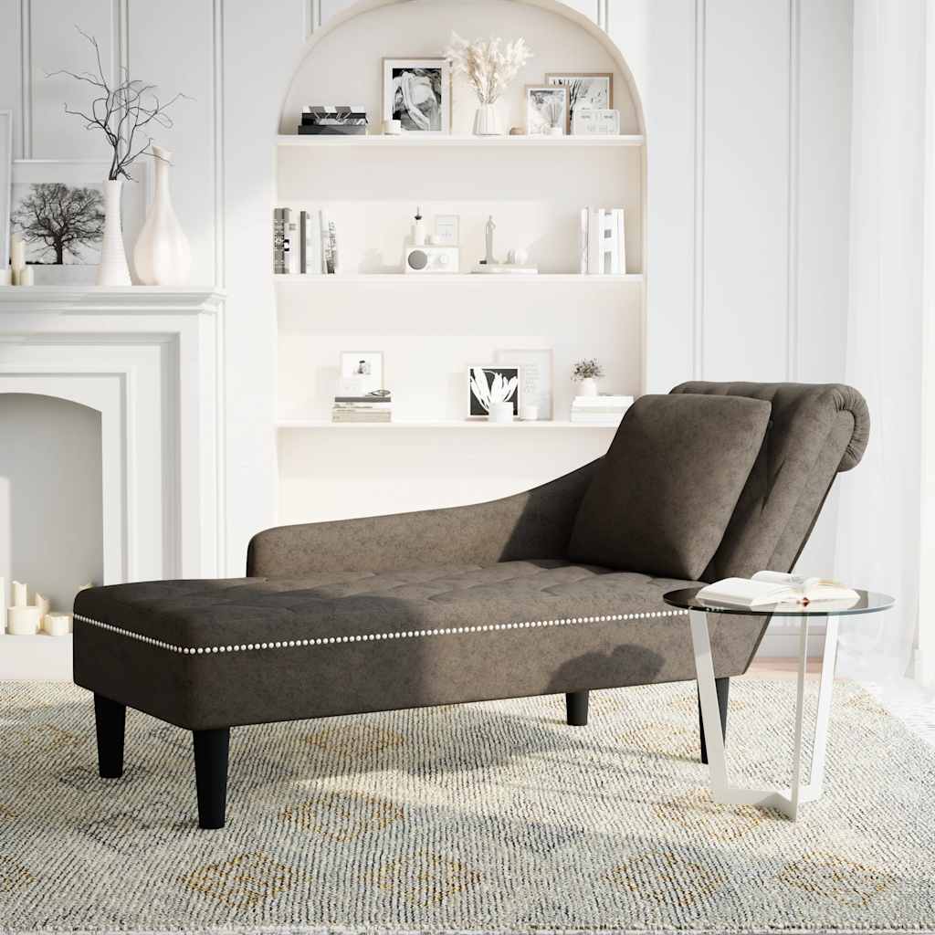 vidaXL Chaise longue kussen en rechterarmleuning kunstleer donkergrijs afbeelding