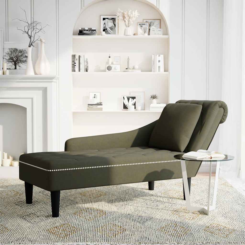 vidaXL Chaise longue met kussen&rechterarmleuning kunstleer legergroen afbeelding