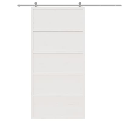 vidaXL Scheunent&uuml;r Wei&szlig; 100x208 cm Massivholz Kiefer