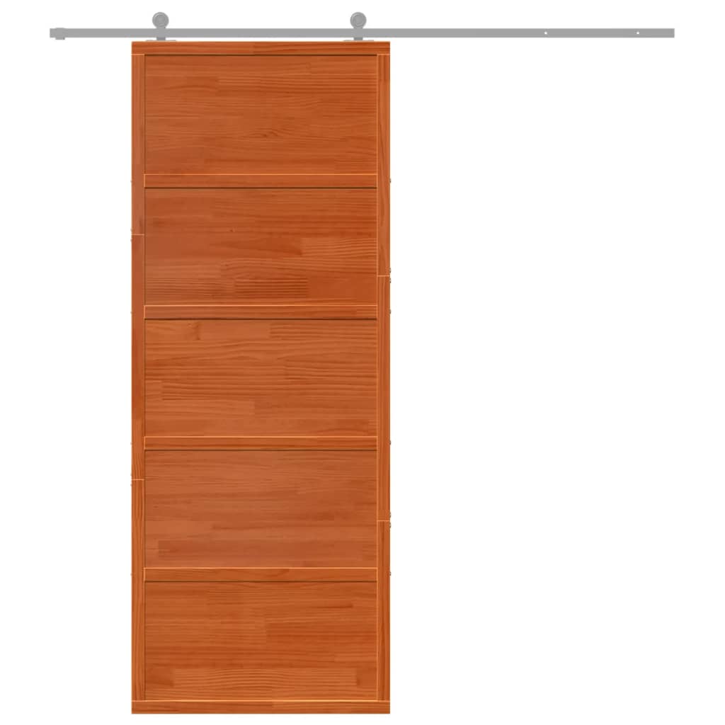 vidaXL Schuifdeur 80x208 cm massief grenenhout wasbruin afbeelding