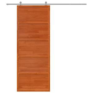 vidaXL Плъзгаща се врата восъчнокафяво 80x208 см масивно борово дърво