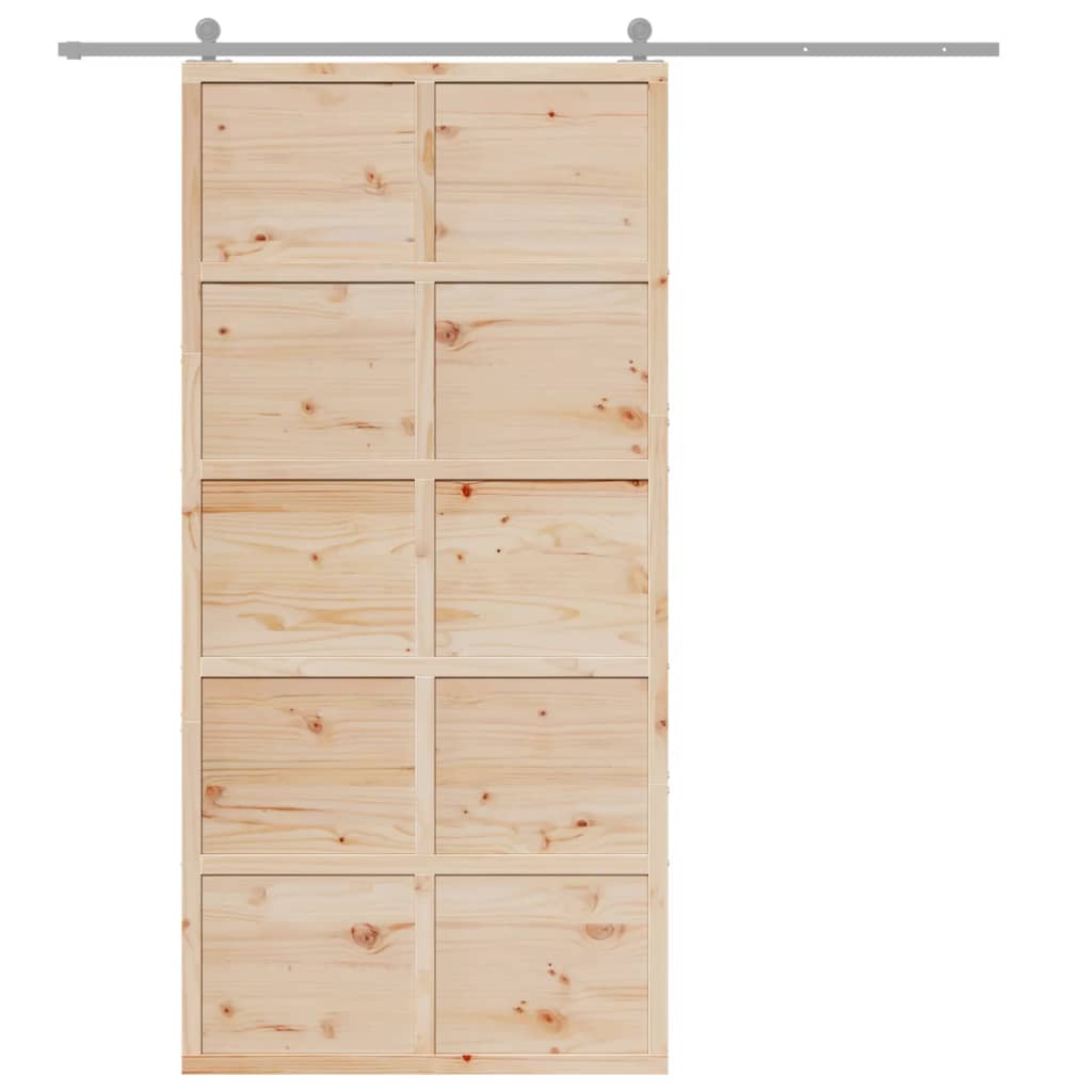 vidaXL Schuifdeur 100x208 cm massief grenenhout afbeelding