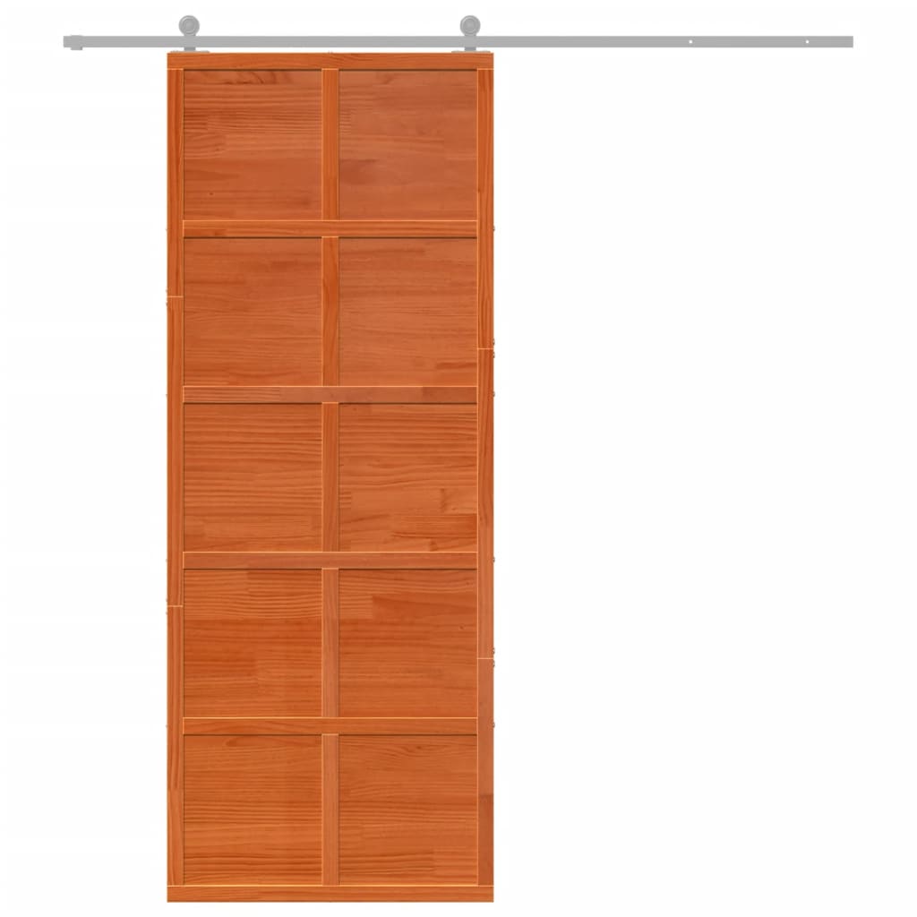 vidaXL Schuifdeur 80x208 cm massief grenenhout wasbruin afbeelding