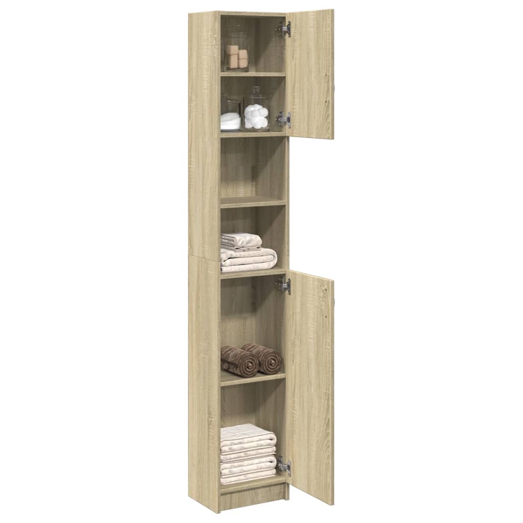 vidaXL Badkamerkast 32x25,5x190 cm spaanplaat sonoma eikenkleurig afbeelding