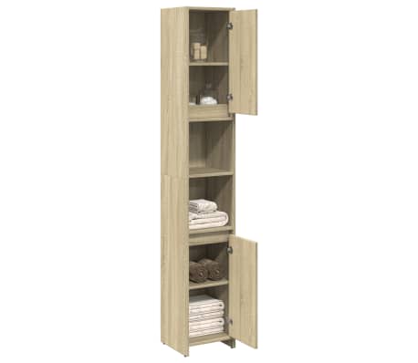 vidaXL Badezimmerschrank Sonoma-Eiche 30x30x183,5 cm Holzwerkstoff