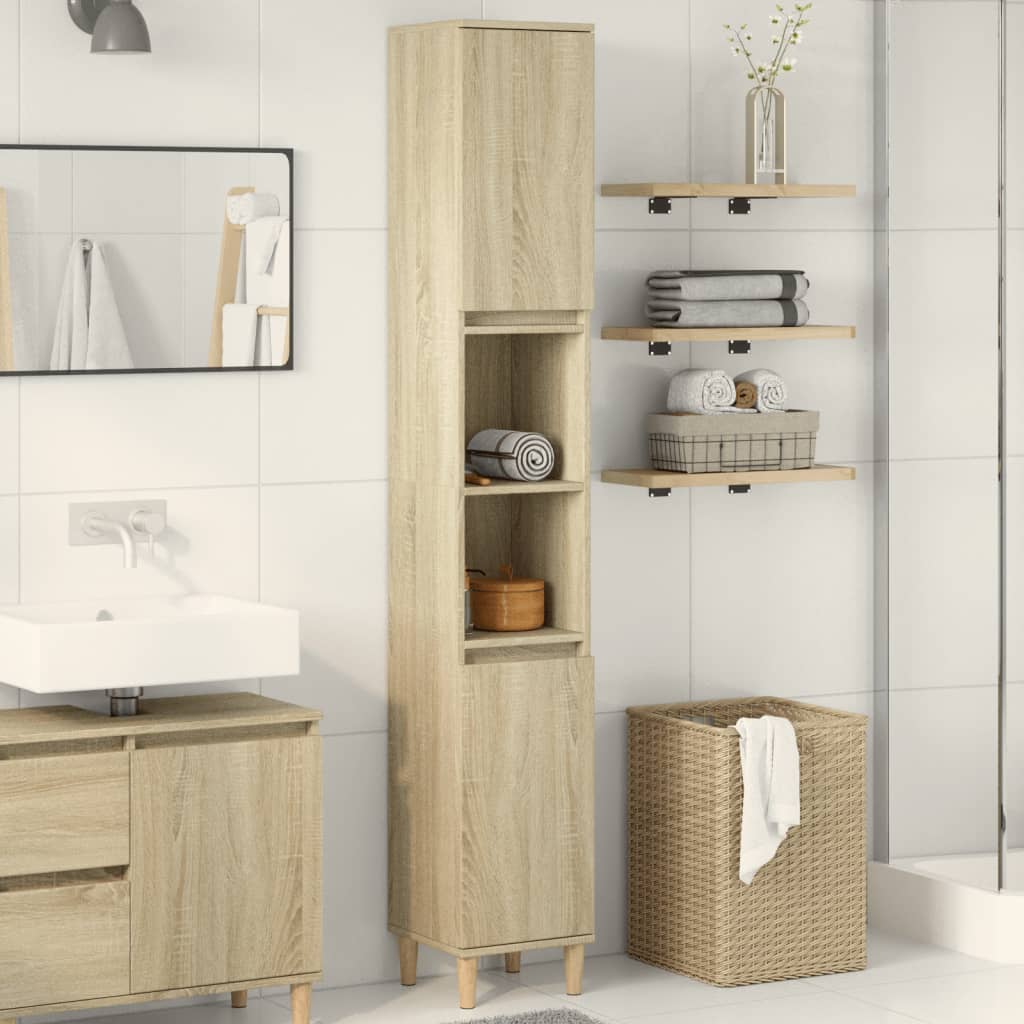 vidaXL Bathroom Cabinet Sonoma Oak 30x30x190 cm Engineered Wood