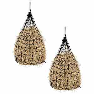 Mreža za seno 2 kosa okrogla črna 75x75 cm PP