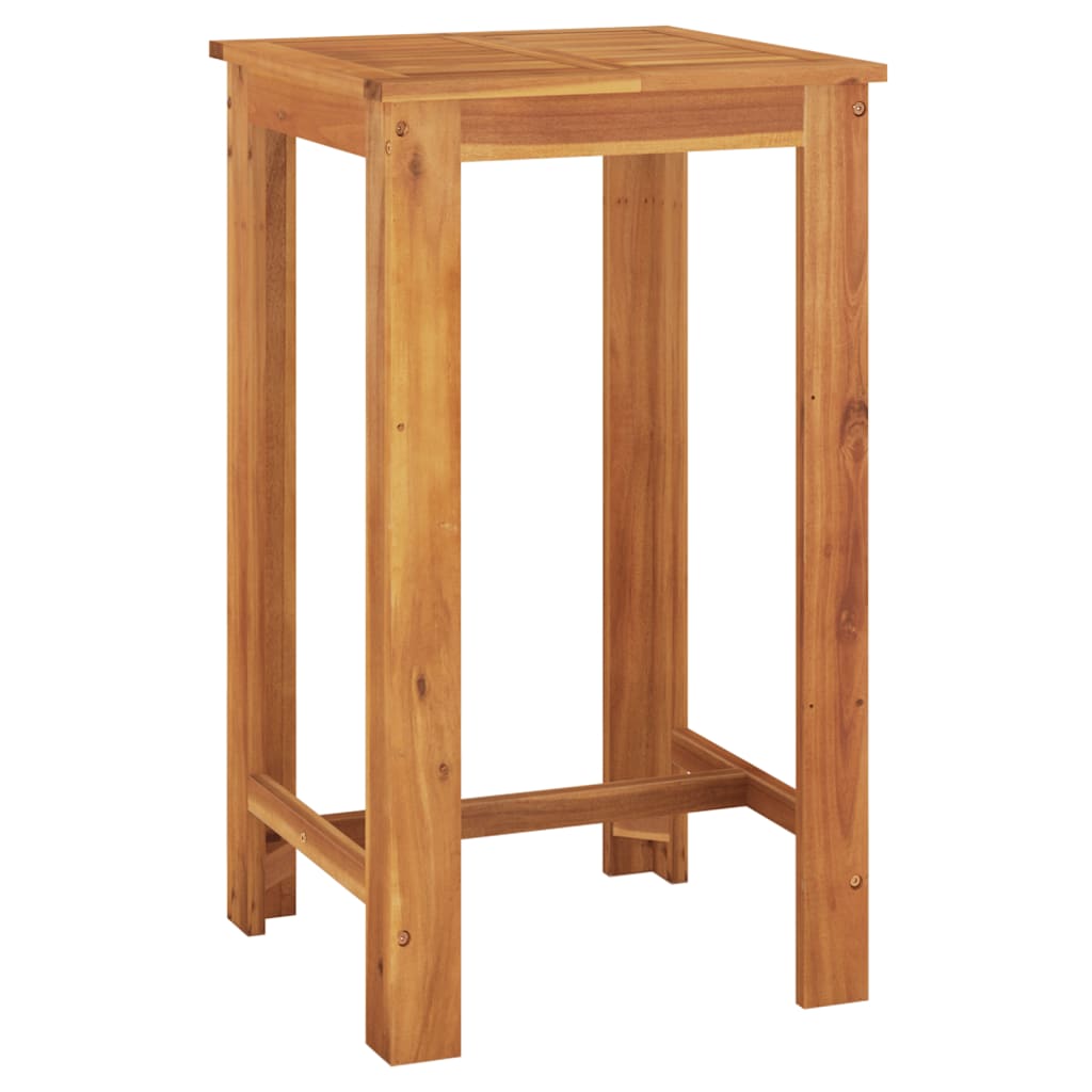 Zestaw mebli barowych rattan PE, lite drewno akacjowe, 4 hokery, stolik, antracytowa poduszka, szary, 60x60x105cm