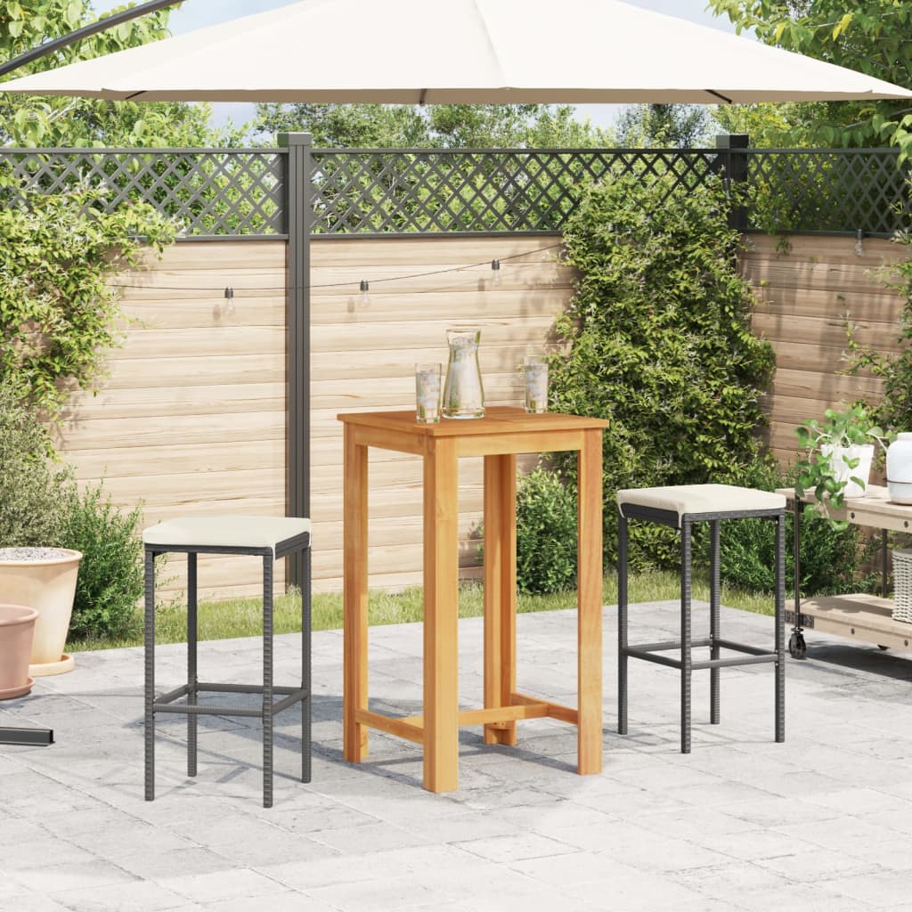 Thumbnail - vidaXL 3-tlg. Gartenbar-Set Schwarz Massivholz Akazie und Poly Rattan
