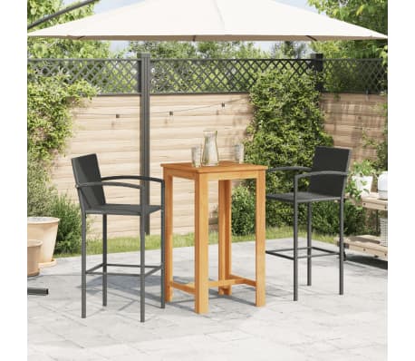 vidaXL 3-tlg. Gartenbar-Set Schwarz Massivholz Akazie und Poly Rattan