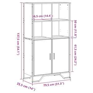 Highboard šedý sonoma 79,5 x 35,5 x 137,5 cm kompozitní dřevo - obrázek 11